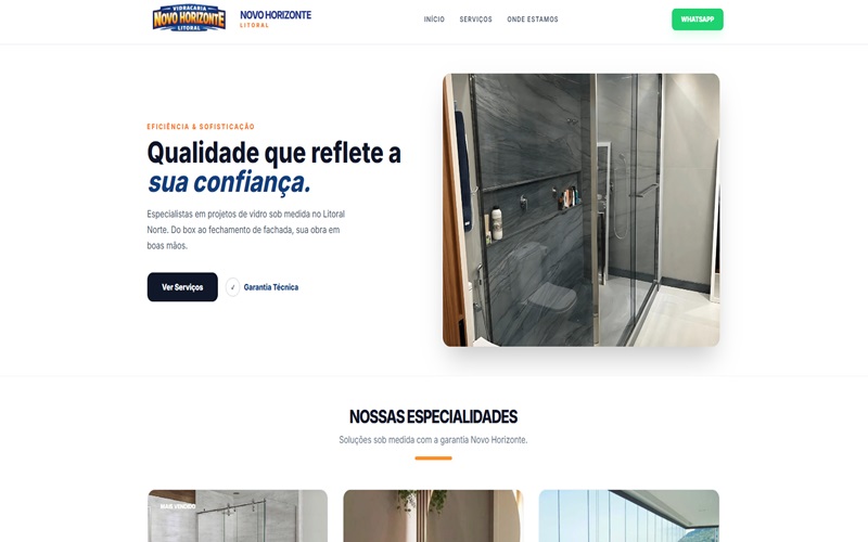 Site Vidraçãria Novo Horizonte